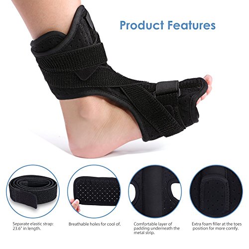 Ejoyous Plantar Fasciitis Night Splints, Adjustable Plantar Fasciitis Dorsal Night and Day Splint with Spiky Massage Ball, Breathable Night Splints Brace Support for Plantar Fasciitis Foot Stretching