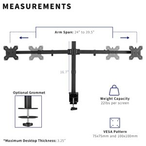 VIVO Premium Dual Ultra Wide LCD LED 27 to 38 inch Monitor Desk Mount, Heavy Duty, Adjustable Telescoping Arms, Flush Wall Setup, Fits 2 Screens, Black, STAND-TS38C