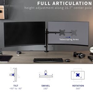 VIVO Premium Dual Ultra Wide LCD LED 27 to 38 inch Monitor Desk Mount, Heavy Duty, Adjustable Telescoping Arms, Flush Wall Setup, Fits 2 Screens, Black, STAND-TS38C
