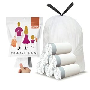 leamoo 7 to 8 gallon / 30 liter gallon drawstring trash bag, thickened medium garbage bags, 60 count