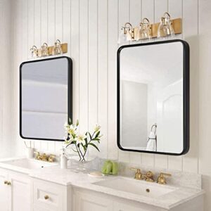 SNUGACE Black Metal Framed Mirror Rectangle Wall Mount Bathroom Vanity Mirror, 24” X 36”