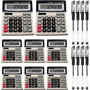 8 packs desk calculator 12 digit desktop calculator solar powered battery office calculator with large lcd display and big buttons standard function desktop calculators for office home school use