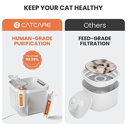 CAT CARE Cat Water Fountain - 84oz/2.5L Automatic Pet Water Fountains Bowl Dispenser for Cat Dog Drinking with Patented Filtration Tech, 3 Months Filter, Ultra Quiet, Removes Various Impurities