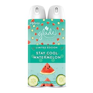 glade air freshener, room spray, stay cool watermelon, 8.3 oz, 2 count