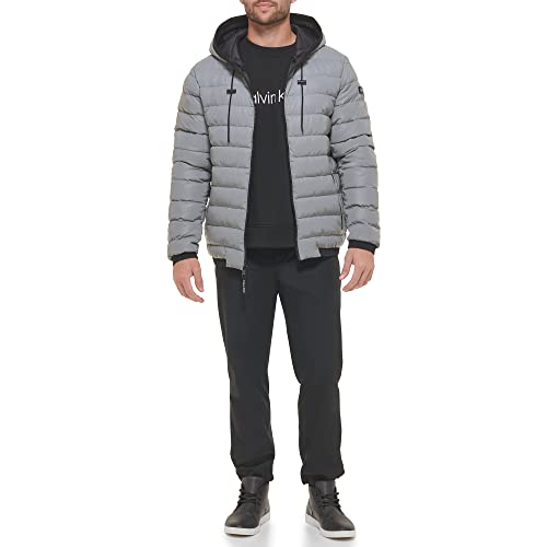 Calvin Klein Men's Hooded Super Shine Puffer Jacket, Reflective, Medium
