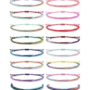 Dcfywl731 16 Pieces String Wave Bracelet for Teen Girls Colorful Handmade Braided Rope Friendship Bracelets Boho Surfer Bracelet for Teen Girls Summer Beach Bracelets Anklets Jewelry