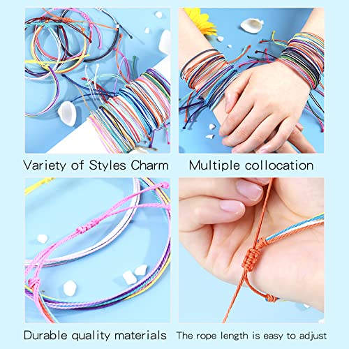 Dcfywl731 16 Pieces String Wave Bracelet for Teen Girls Colorful Handmade Braided Rope Friendship Bracelets Boho Surfer Bracelet for Teen Girls Summer Beach Bracelets Anklets Jewelry