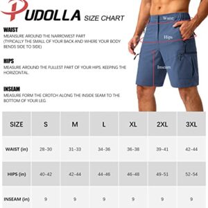 Pudolla Men's Hiking Cargo Shorts 9" Lightweight Outdoor Work Shorts for Men Travel Golf Camping Casual with 5 Zipper Pockets(Grey Sage Large)