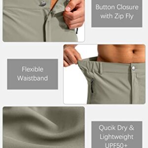 Pudolla Men's Hiking Cargo Shorts 9" Lightweight Outdoor Work Shorts for Men Travel Golf Camping Casual with 5 Zipper Pockets(Grey Sage Large)