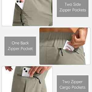 Pudolla Men's Hiking Cargo Shorts 9" Lightweight Outdoor Work Shorts for Men Travel Golf Camping Casual with 5 Zipper Pockets(Grey Sage Large)