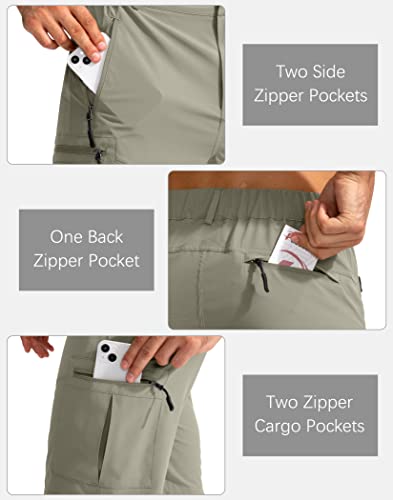 Pudolla Men's Hiking Cargo Shorts 9" Lightweight Outdoor Work Shorts for Men Travel Golf Camping Casual with 5 Zipper Pockets(Grey Sage Large)