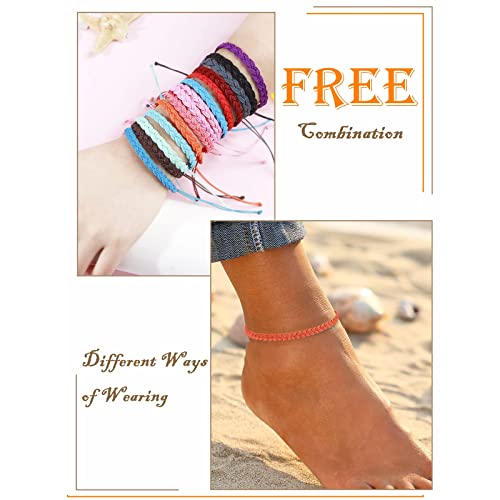 16Pcs Boho String Bracelets for Women Waterproof Wave Surfer Bracelets for Summer Adjustable Rope Braided Bracelets Gifts for Teen Girls Cute Friendship Bracelets Pack Gifts for Holiday（Set D-16Pcs）