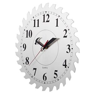 CIGERA 12 Inch Metal Wall Clock with Circular Saw Blade Dial, Handsaw and Hammer Pointer,Great Decor for Garage,Workshop and Man Cave