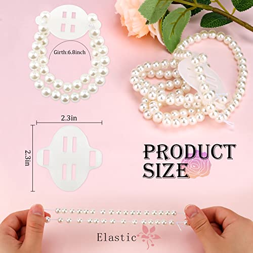 CIEHER 10 Pieces Pearl Wrist Corsage Elastic Bands Wristlets Corsage Wristlet Stretch Pearl Wedding Wristband Faux Pearl Bead Corsage Accessories Bracelets for Wedding Party Prom Bride Bridesmaid Handmade Flower Wrist Corsage