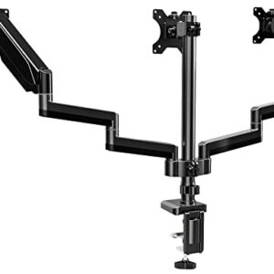 UPGRAVITY Triple Monitor Mount, 3 Monitor Stand Desk Mount for Three Flat/Curved Computer Screens Up to 27”, Fully Adjustable Gas Spring Monitor Arms Hold up to 17.6lbs Each, VESA 75x75/100x100