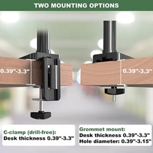 UPGRAVITY Triple Monitor Mount, 3 Monitor Stand Desk Mount for Three Flat/Curved Computer Screens Up to 27”, Fully Adjustable Gas Spring Monitor Arms Hold up to 17.6lbs Each, VESA 75x75/100x100