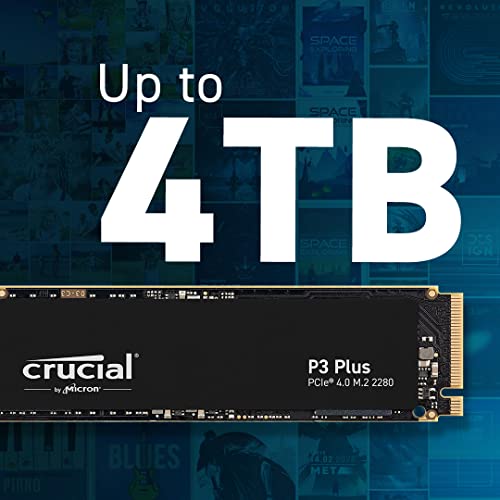 Crucial P3 Plus 4TB PCIe Gen4 3D NAND NVMe M.2 SSD, up to 5000MB/s - CT4000P3PSSD8