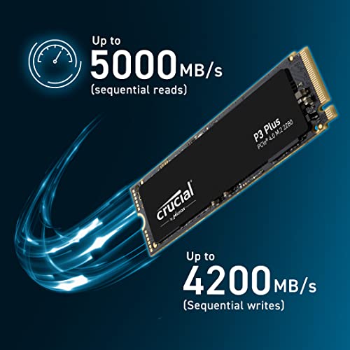 Crucial P3 Plus 4TB PCIe Gen4 3D NAND NVMe M.2 SSD, up to 5000MB/s - CT4000P3PSSD8