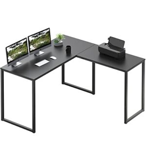shw 48-inch mission l-shaped home computer desk, black
