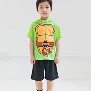 Teenage Mutant Ninja Turtles Raphael Little Boys Athletic Graphic T-Shirt Mesh Shorts Black/Green 7-8