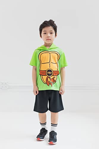 Teenage Mutant Ninja Turtles Raphael Little Boys Athletic Graphic T-Shirt Mesh Shorts Black/Green 7-8