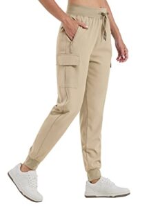 willit women's cargo hiking pants lightweight athletic outdoor travel joggers quick dry workout pants water resistant light khaki m