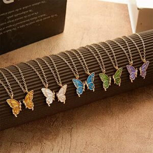 Friendship Necklace Matching Butterfly Necklace Gold Plated 2 Best Friend Butterfly Pendant Necklace for Girls Women Friends BFF Long Distance Birthday Gifts-purple