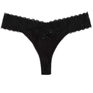 UWOCEKA Cotton Thongs - Thongs for Women Pack, Cute Underwear Sexy Panties for Lady(Black,Medium)