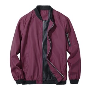 ginsiom bomber jacket for men,slim fit lightweight windproof sportwear jacket casual windbreaker (winered01,xl)