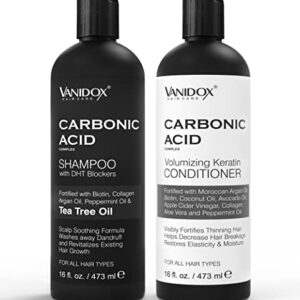 VANIDOX Carbonic Acid Shampoo and Conditioner for Men and Women, Deep Moisturizing Conditioner Thickens, Softens, & Smooths Set for Hair Growth and Repair, Made in USA - 16 Fl Oz Each