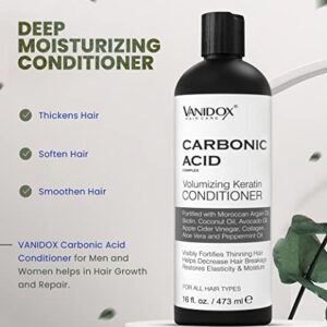 VANIDOX Carbonic Acid Shampoo and Conditioner for Men and Women, Deep Moisturizing Conditioner Thickens, Softens, & Smooths Set for Hair Growth and Repair, Made in USA - 16 Fl Oz Each