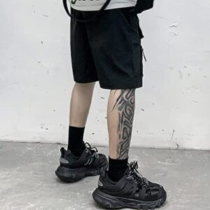 XYXIONGMAO Cyberpunk Shorts Hip Hop Sweatpants Techwear Overalls Slacks Athleisure Men's Tactical Cargo Streetwear Pants(Black,L)