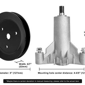 Replacement 130794 Spindle 153535 Pulley Compatible with Craftsman Mower - Spindle Assembly with Pulley Compatible with Craftsman LT1000 LT2000 DYT4000 42" Deck Tractor, HU, Poulan Pro Riding Mower