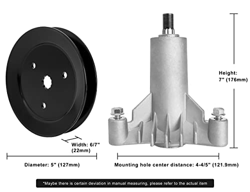 Replacement 130794 Spindle 153535 Pulley Compatible with Craftsman Mower - Spindle Assembly with Pulley Compatible with Craftsman LT1000 LT2000 DYT4000 42" Deck Tractor, HU, Poulan Pro Riding Mower