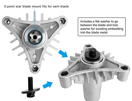 Replacement 130794 Spindle 153535 Pulley Compatible with Craftsman Mower - Spindle Assembly with Pulley Compatible with Craftsman LT1000 LT2000 DYT4000 42" Deck Tractor, HU, Poulan Pro Riding Mower