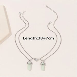 2Pcs Luminous Crystal Point Couple Matching Pendant Necklace Glow in the Dark Fluorescent Stone Necklace for Women Men Boy Girl Teen Jewelry-A g