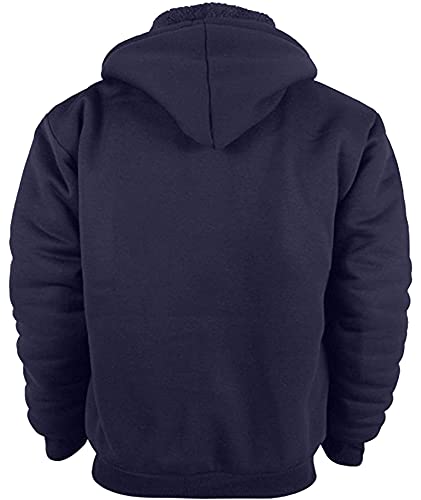 IGEEKWELL Hoodies for Men Full Zip Up Heavyweight Sweatshirt - Sherpa Lined Winter Jacket, Navy, S