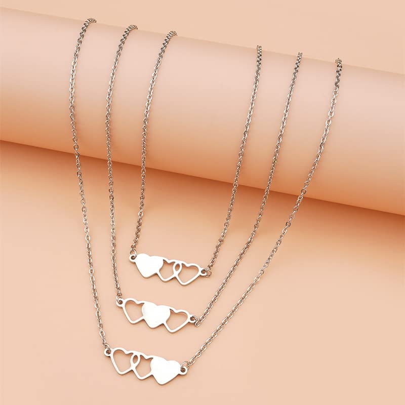 Sister Necklace for 2/3/4/5 Heart Matching Necklaces Best Friend Long Distance Friendship Jewelry Birthday Bff Gift-B