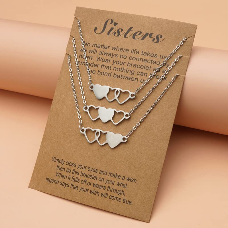 Sister Necklace for 2/3/4/5 Heart Matching Necklaces Best Friend Long Distance Friendship Jewelry Birthday Bff Gift-B