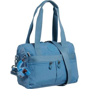 kipling klara satchel cross body, blue mist tonal, one size