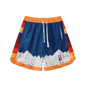 boomlemon men's basketball shorts hip hop workout athletic shorts mesh print running short pants(blue xl)