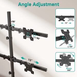 WALI Quad Monitor Stand, Height Adjustable Free-Standing Monitor Desk Mount, fits 4 Computer Screens up to 27 Inch, Holds up to 22lbs per Screen (GMF004)