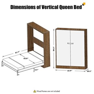 Murphy Bed Hardware Kit with Two-Stage Deluxe Gas Spring - Effortless to Pull Down & Fold Back, Smart Design Combining Scattered Parts for Heavy Duty Construction, DIY Murphy Bed Kit Queen Vertical