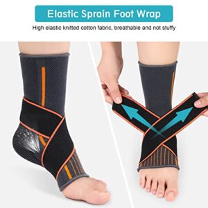 Ankle Support Brace, Breathable Plantar Fasciitis Sock with Arch Support Compression Ankle Brace Sleeve Elastic Foot Strap Guard Foot Brace for Sprained Ankle, Heel Pain Sports(Men's One Size (L))