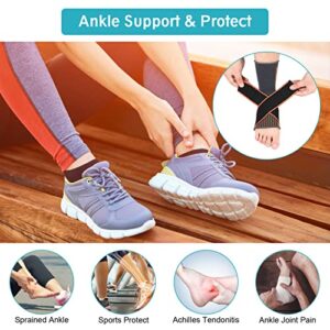 Ankle Support Brace, Breathable Plantar Fasciitis Sock with Arch Support Compression Ankle Brace Sleeve Elastic Foot Strap Guard Foot Brace for Sprained Ankle, Heel Pain Sports(Men's One Size (L))