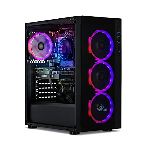 YEYIAN Katana X24 Gaming Desktop PC, Intel 12th Gen Alder Lake i5-12400F 6-Core 2.5GHz, GeForce RTX 3060 12GB GDDR6, 1TB NVMe SSD, 16GB DDR4 3200MHz, 4 ARGB, Win 11 Home 64-bit, WiFi 6, BT 5.2, 650W