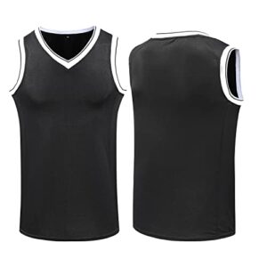 shajunqi basketball jersey men's mesh athletic sports shirts training practice - blank team uniforms for sports scrimmage uo-black white xl