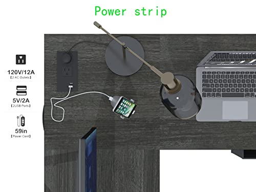 DLIUZ L Shaped Desk with Drawers，Computer Desk is Reversible Corner Large Gaming pc Table with USB Charging Port and Power Outlet,Long Writing Study Table with Shelve