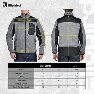 Ellobird Mens Knitted and Polar Fleece Lined Jacket, Slim fit Zip up Lightweight Winter warm Fleece, Men Fashion Streetwear Golf Sweatshirt with Pockets.