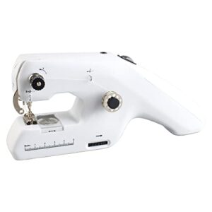 michley sewsimple portable handheld sewing machine with two-thread lockstitch, 9.4-inches by 2.3-inches by 3.9-inches, white